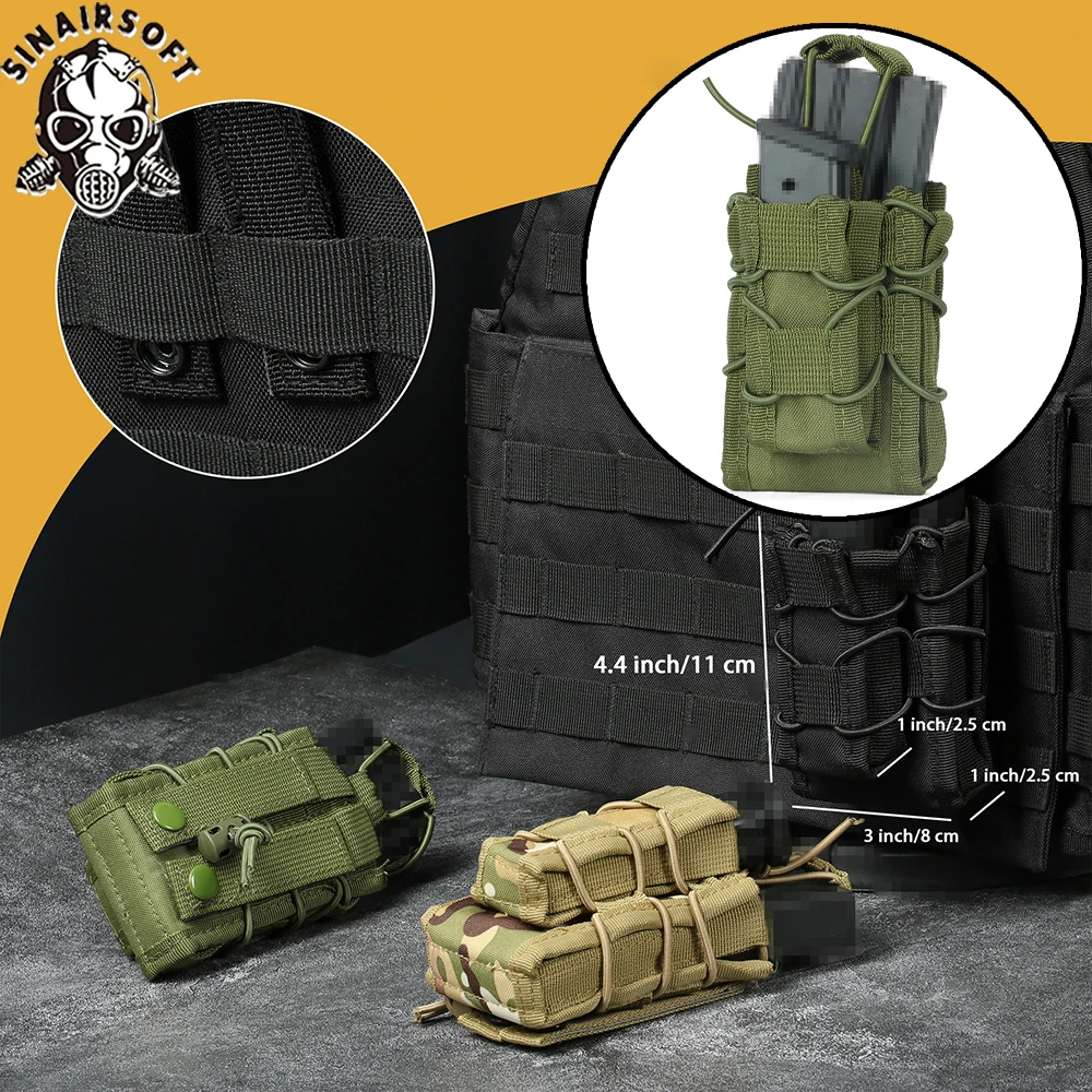 Molle Mag Pouch Double Magazine 5.56 9Mm - Tactical Molle 5.56 7.62 9MM Single